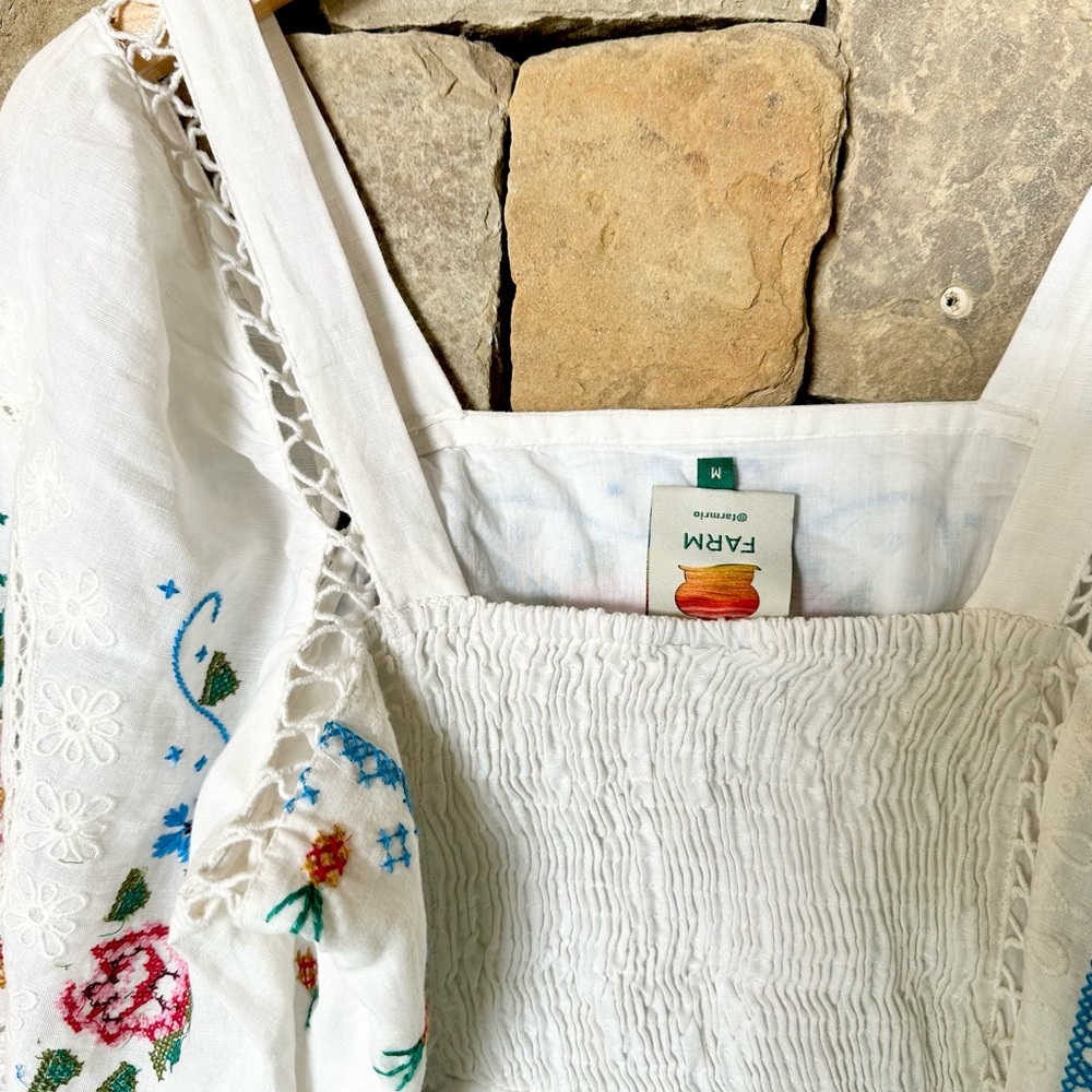 Farm Rio White Embroidered Boho Dress - Picture 3 of 3